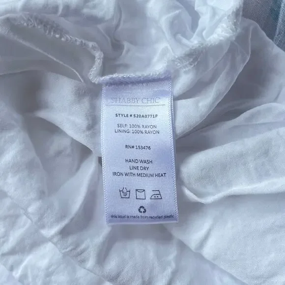 Shabby Chic White Blue Floral Ruffle Mini Dress Cottagecore - Size XS - Picture 5 of 9